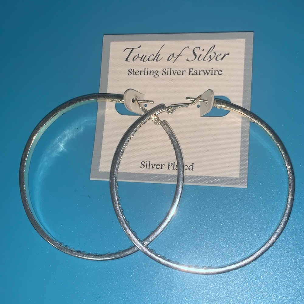 TOUCH OF SILVER Sterling Silver Earwire  Hoop Earrings NEW